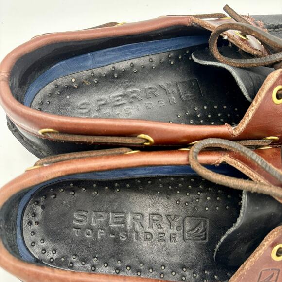 Sperry Top-Sider Boat Shoes Leather Lace Up Loafers Black Brown Men\'s 8M main image 7